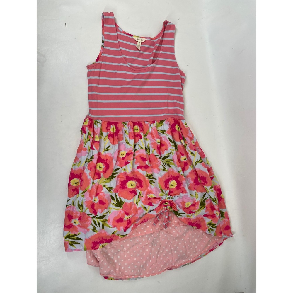 Matilda Jane Pink Floral Striped High Low Dress Medium Mixed Print Sleeveless